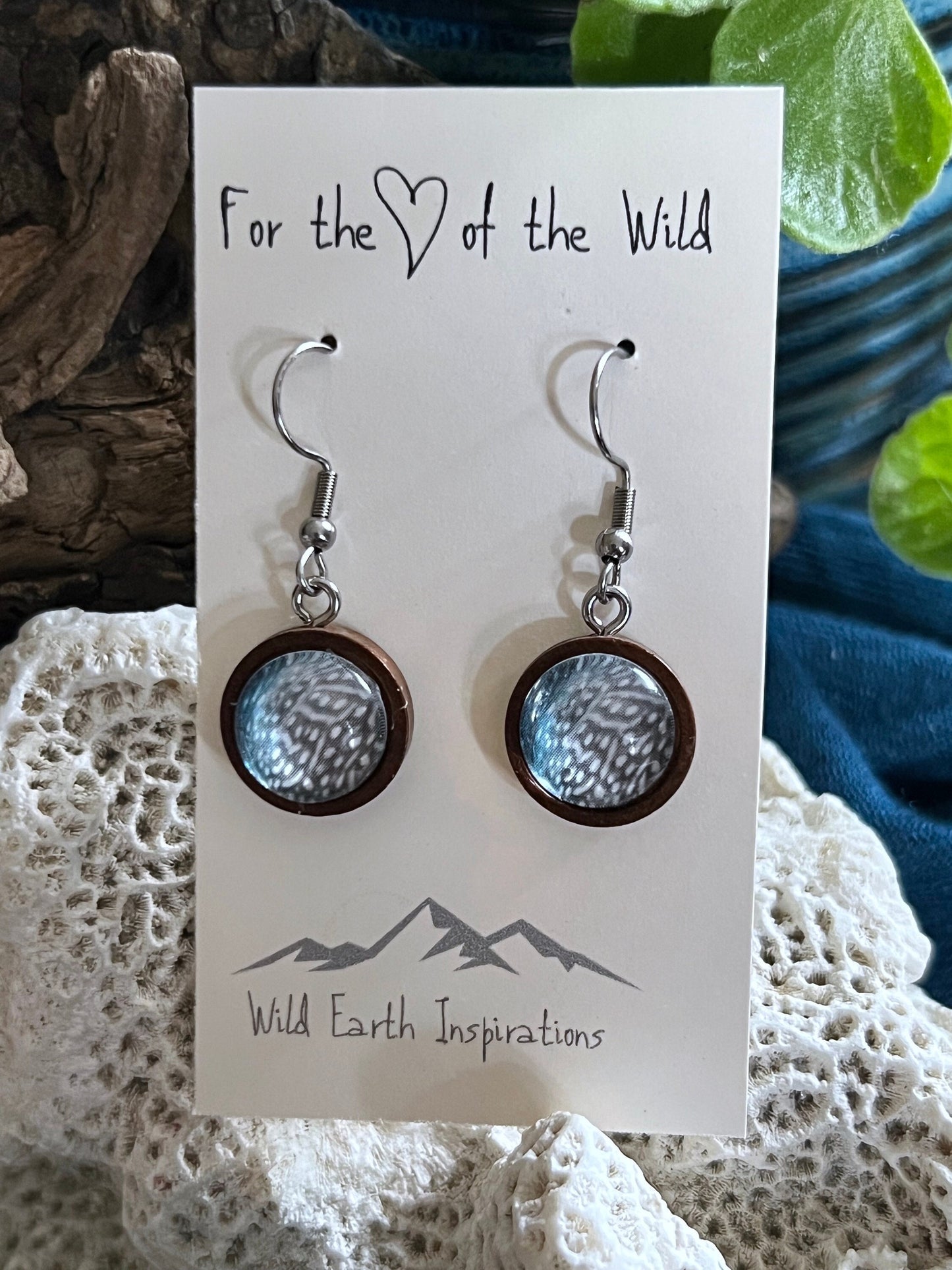 Whale Shark Walnut Earrings