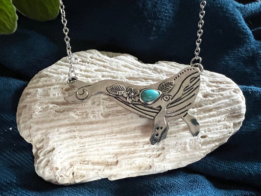 Silver Whale Pendant with Chain