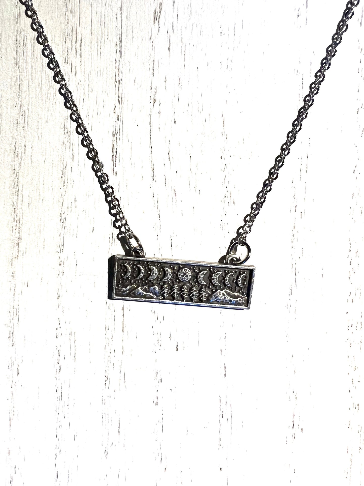 Moon Phases Silver Necklace
