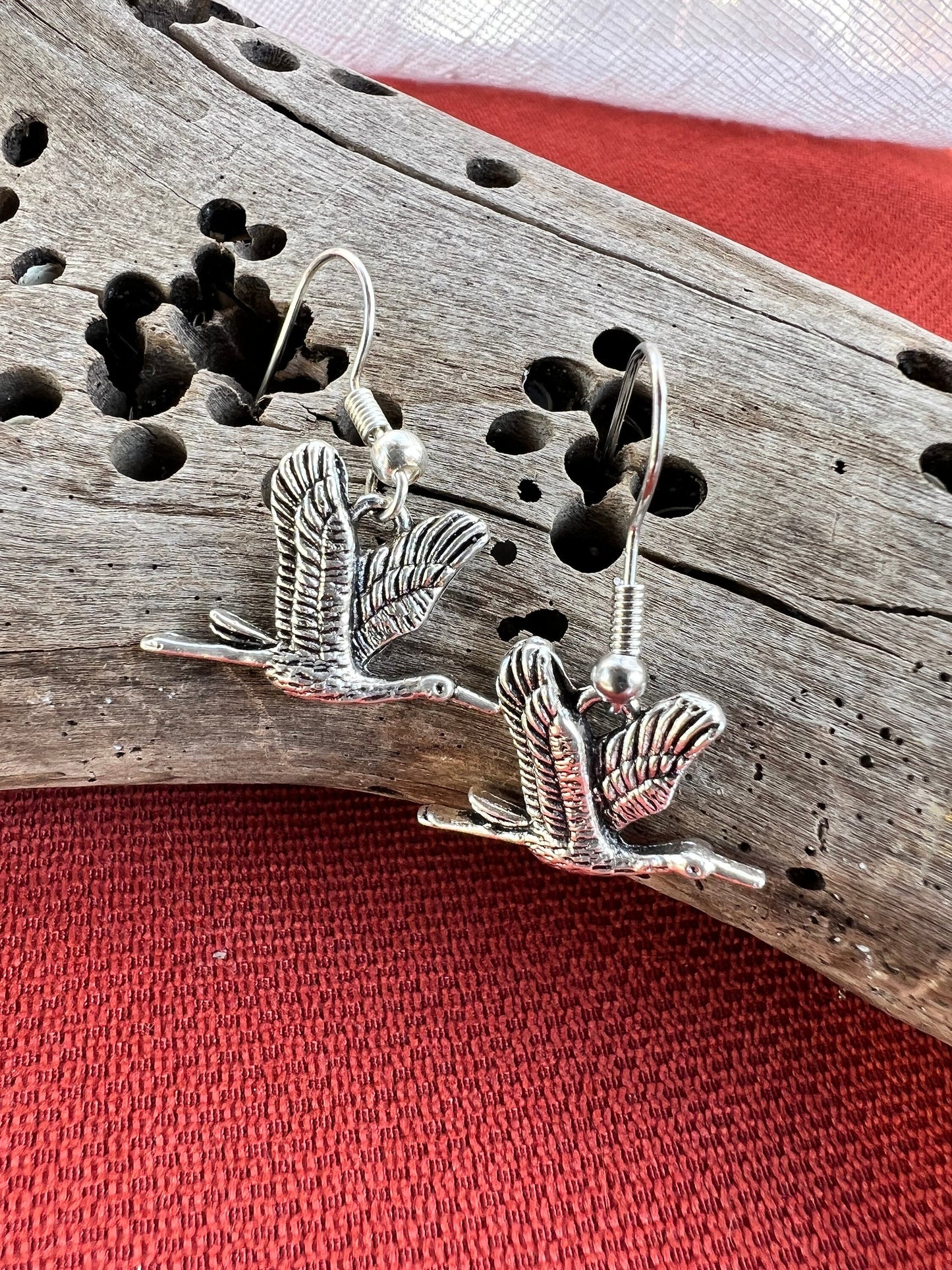 Silver Heron Earrings
