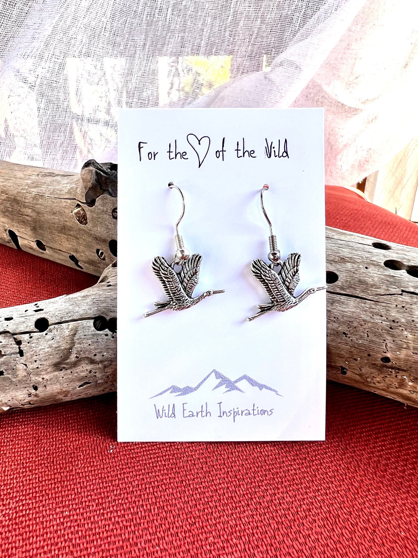 Silver Heron Earrings