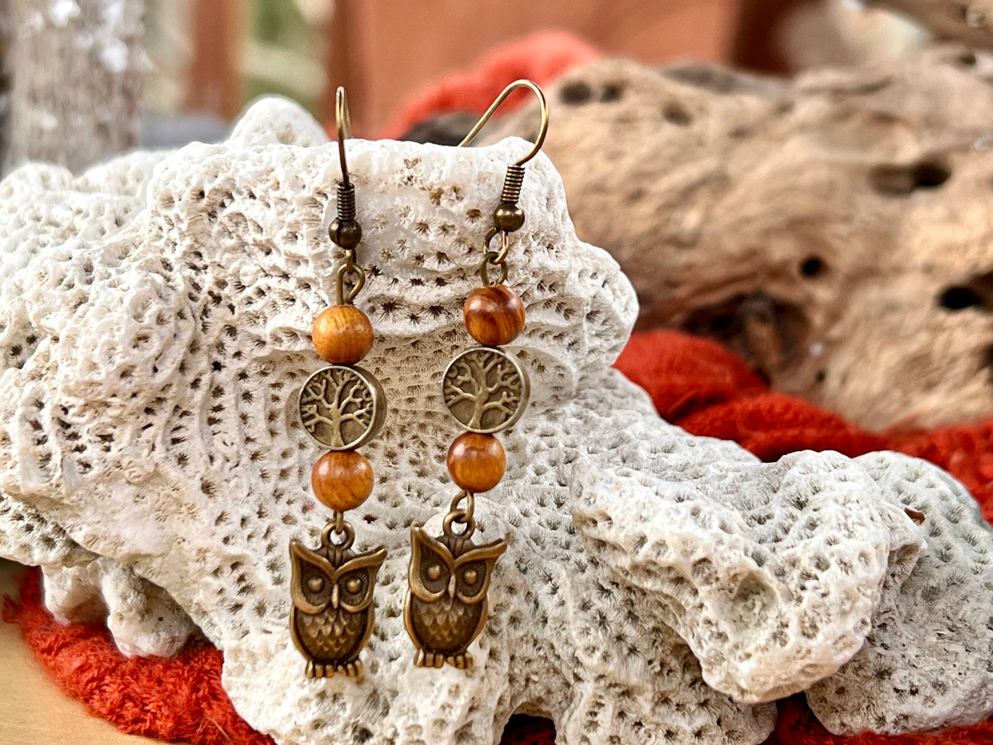 Antique Owl Tree of Life Dangles