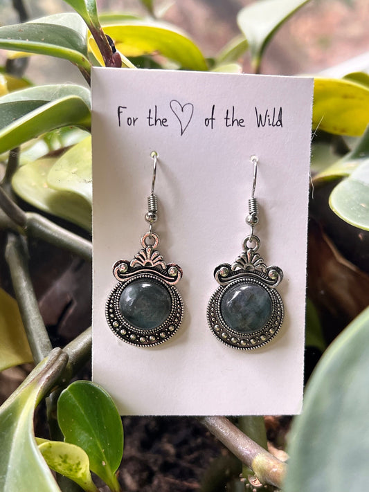 Antique Labradorite Dangle Earrings