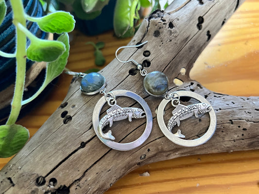 Rainbow Trout and Labradorite Earrings