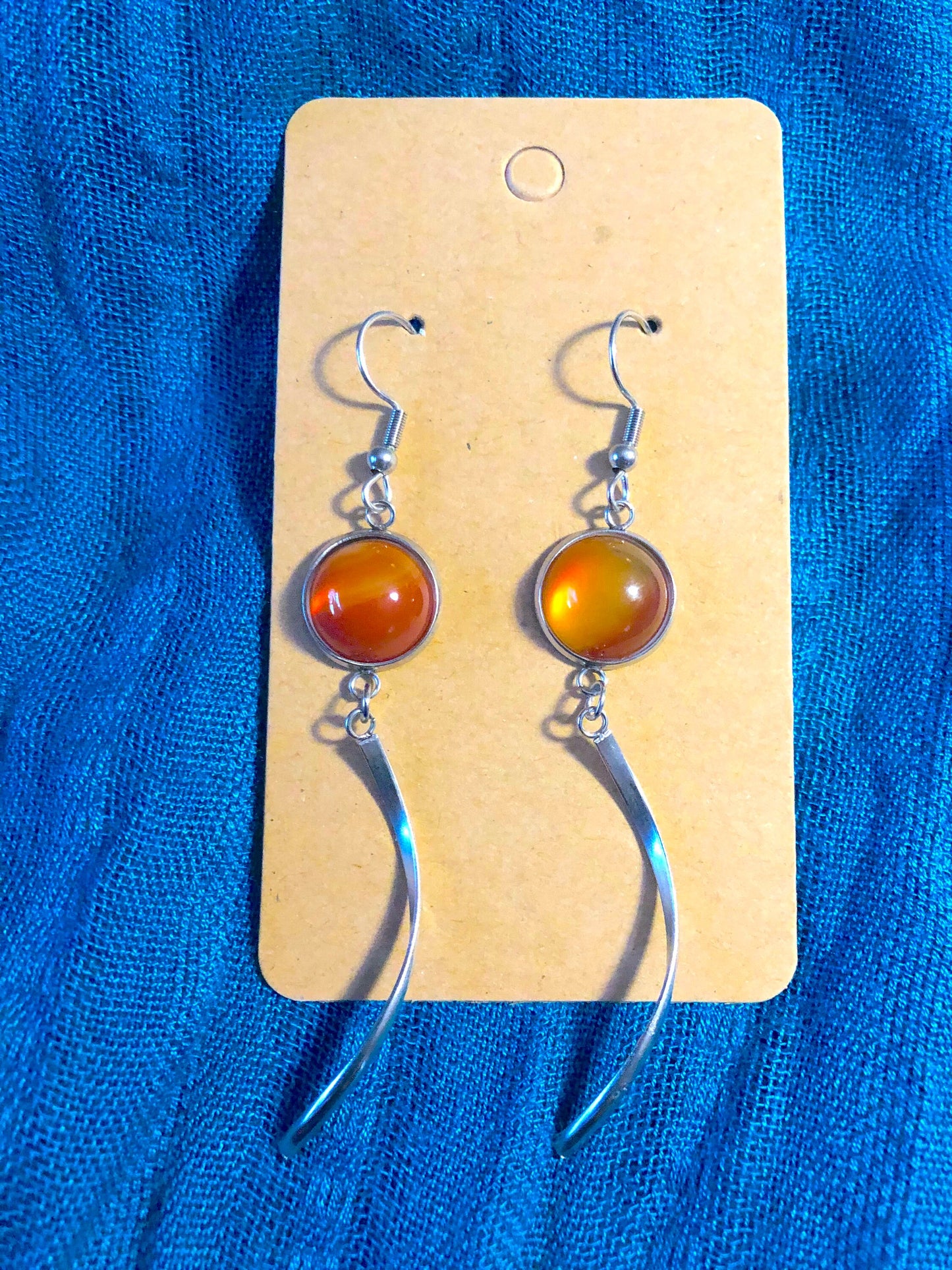 Silver Twist Carnelian Earrings