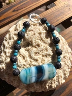 Ocean and Lava Rocks Bracelet