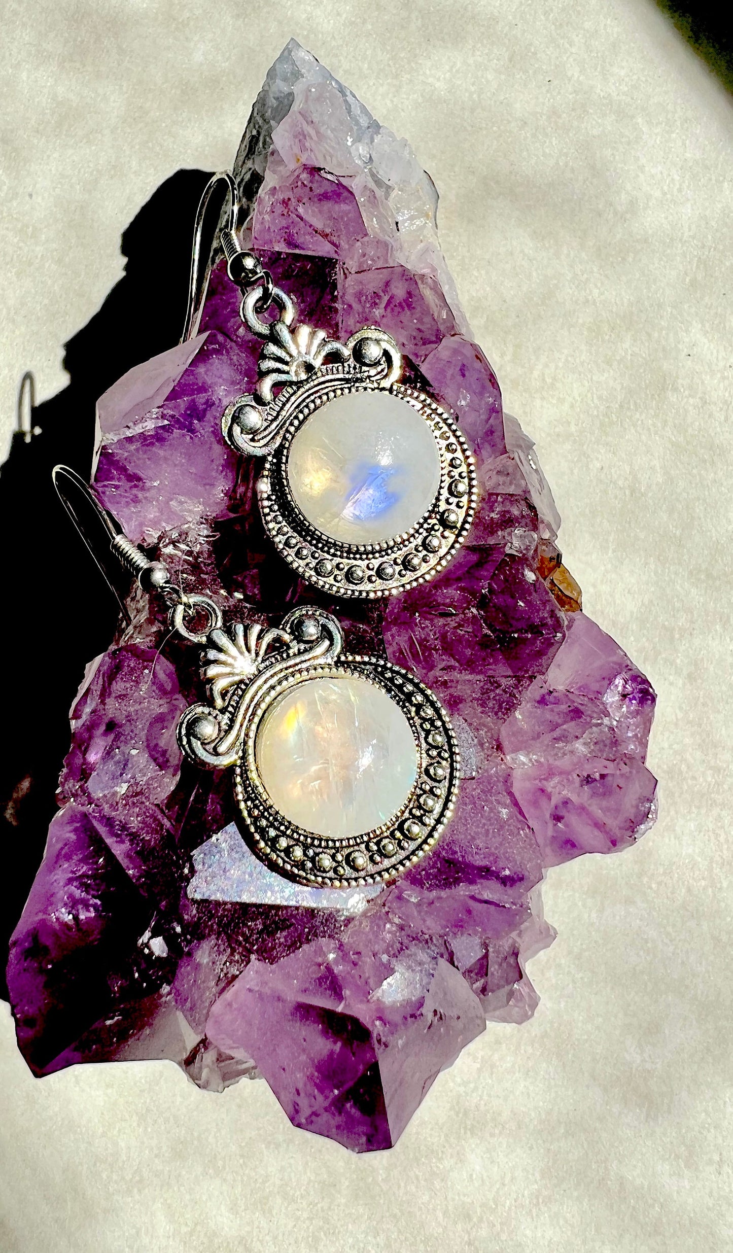 Antique Moonstone Dangle Earrings