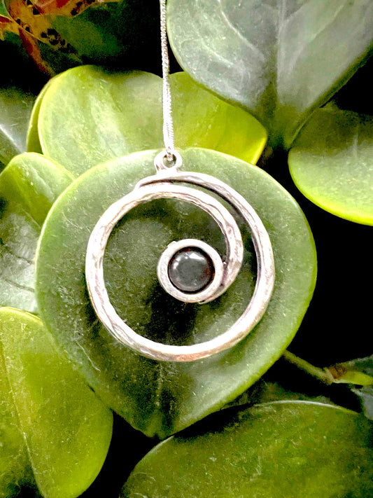 Labradorite or Amethyst Spiral Sterling Silver Pendant and Necklace