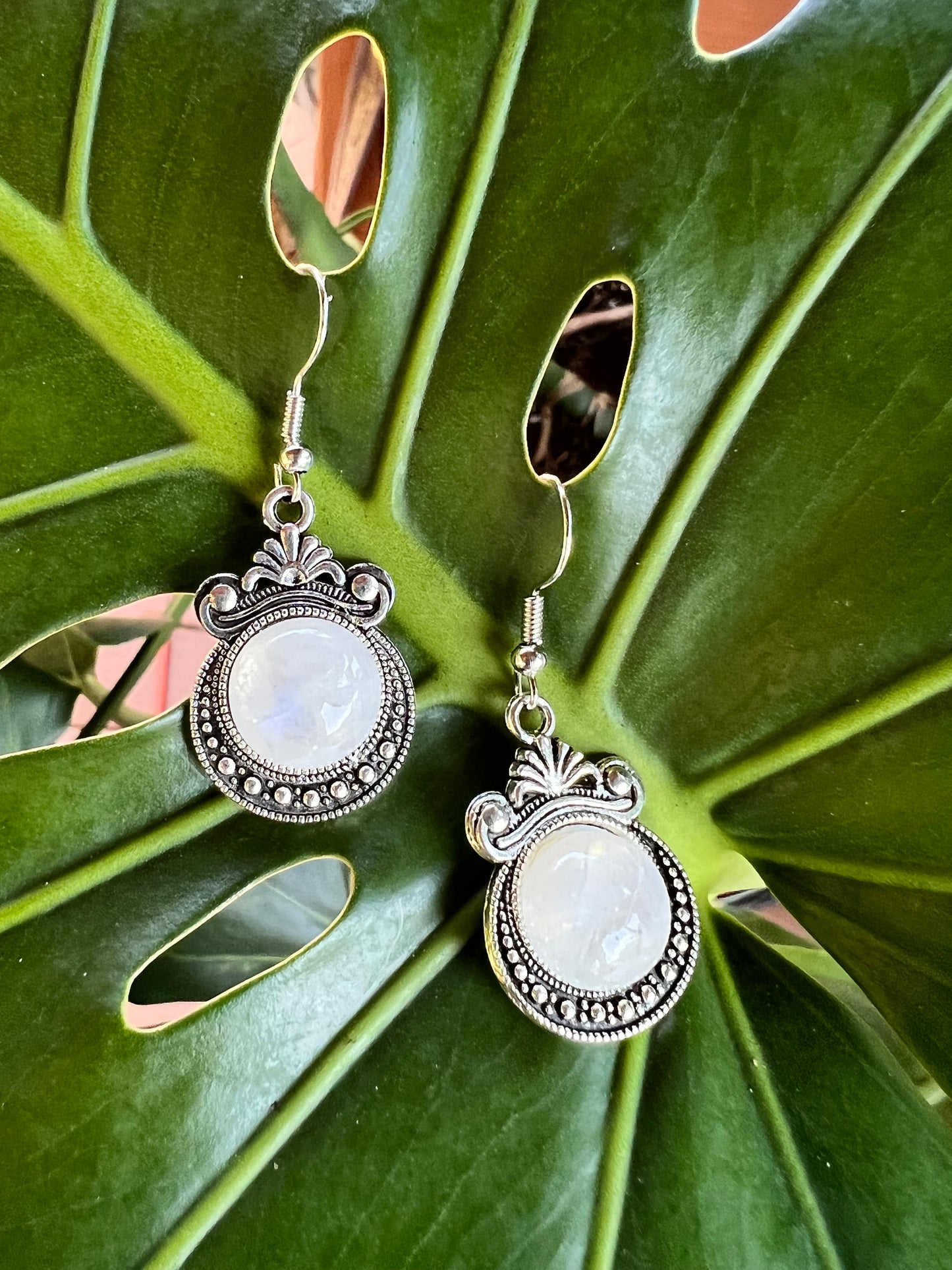 Antique Moonstone Dangle Earrings