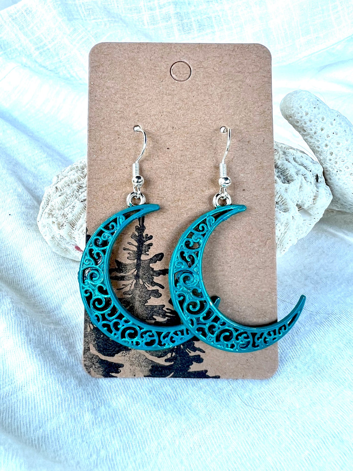 Turquoise Blue Moon Earrings