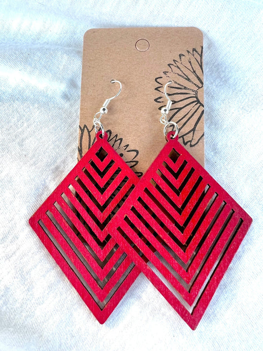 On Fire! Wooden  Earrings