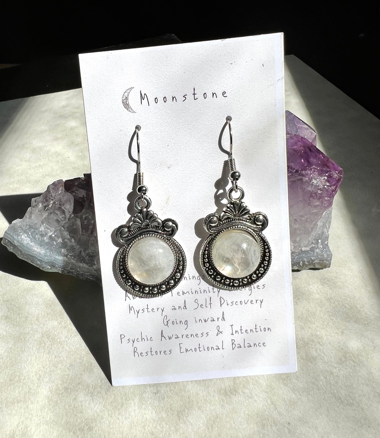 Antique Moonstone Dangle Earrings