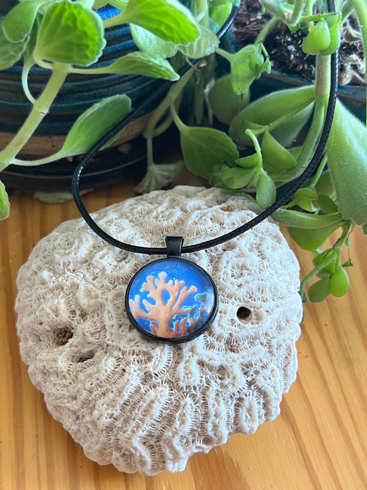 Coral Silver Pendant with Choice of Chain.