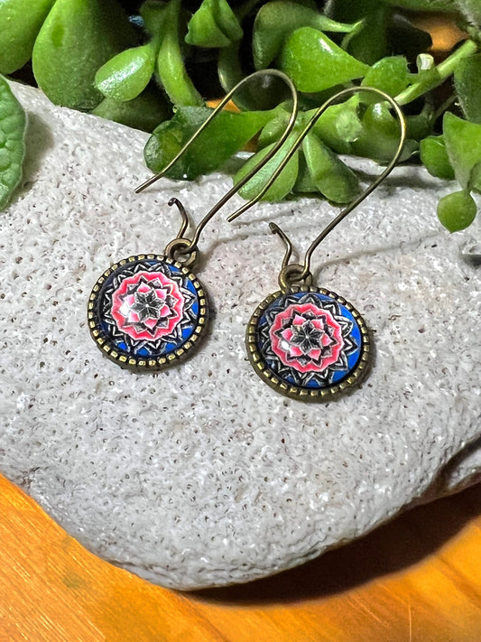 Icy Hot Mandala Dangle Earrings