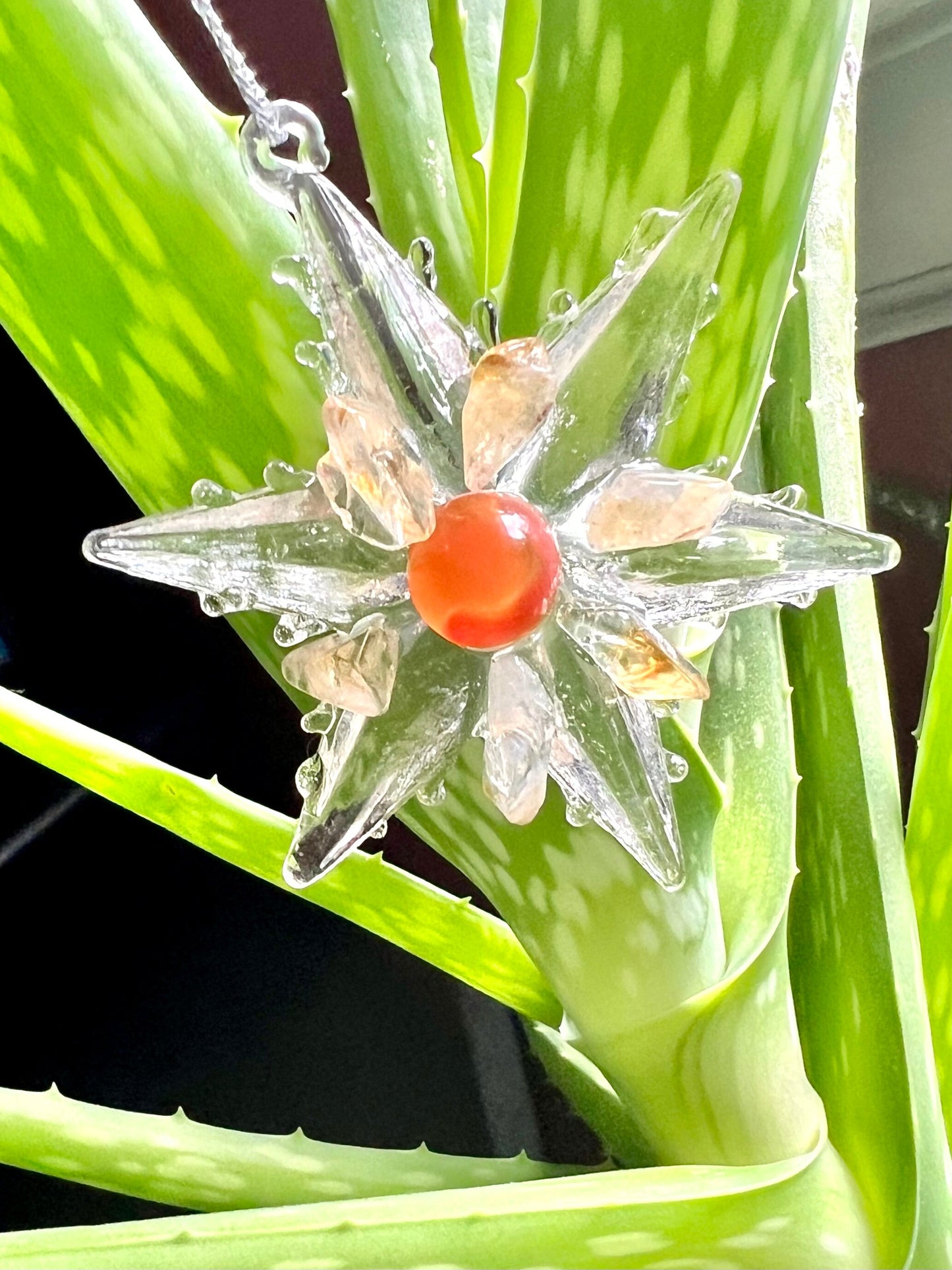 Star Ornament with Carnelian and Citrine Stones