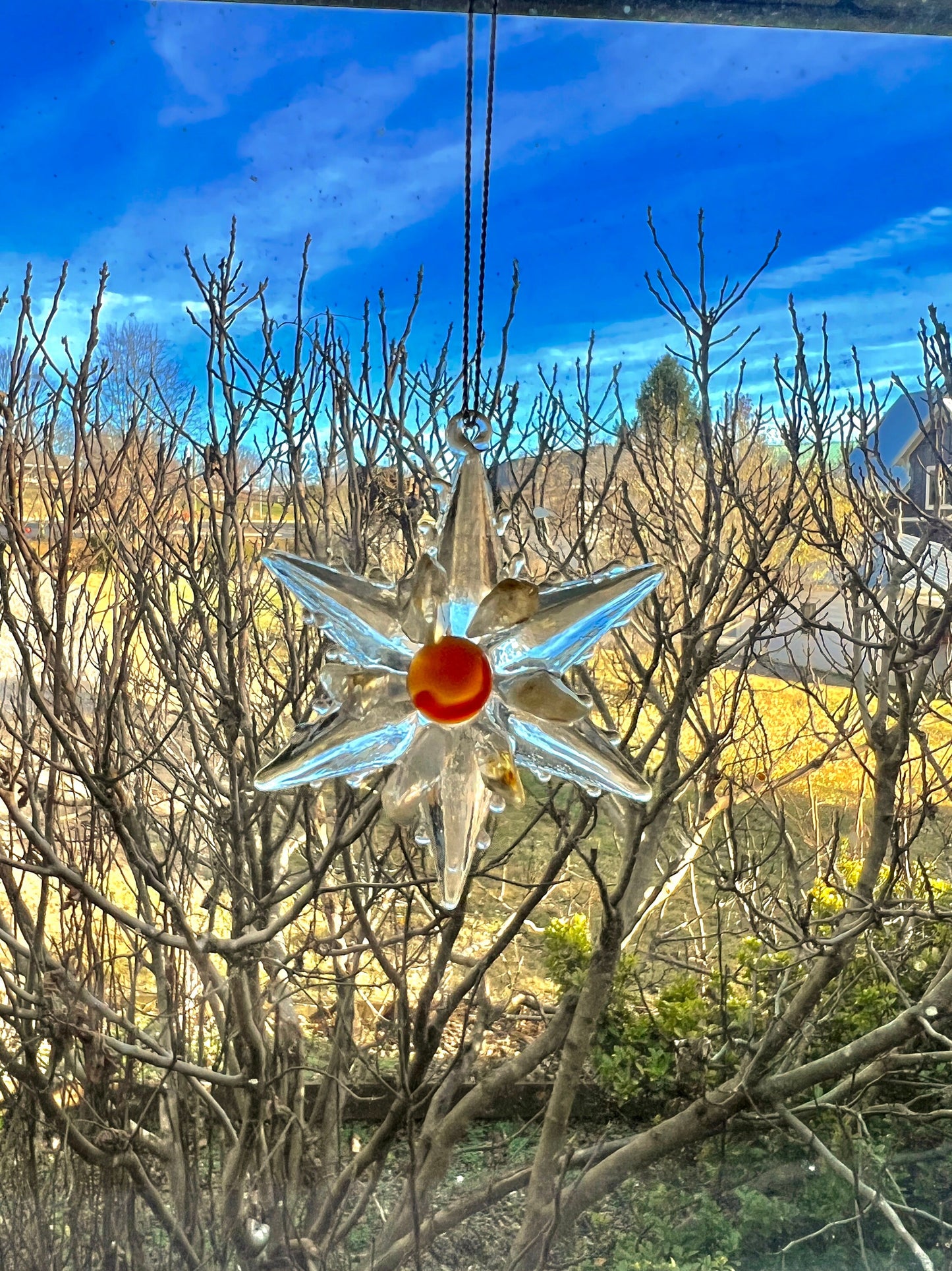 Star Ornament with Carnelian and Citrine Stones