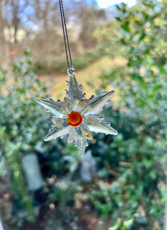 Star Ornament with Carnelian and Citrine Stones