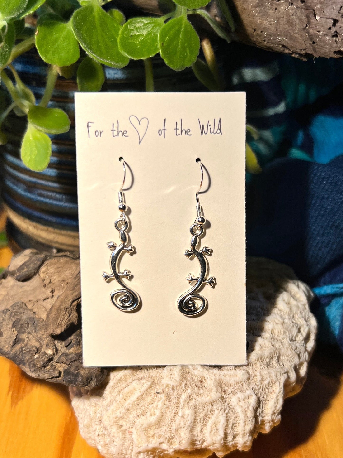 Silver Gecko Earrings