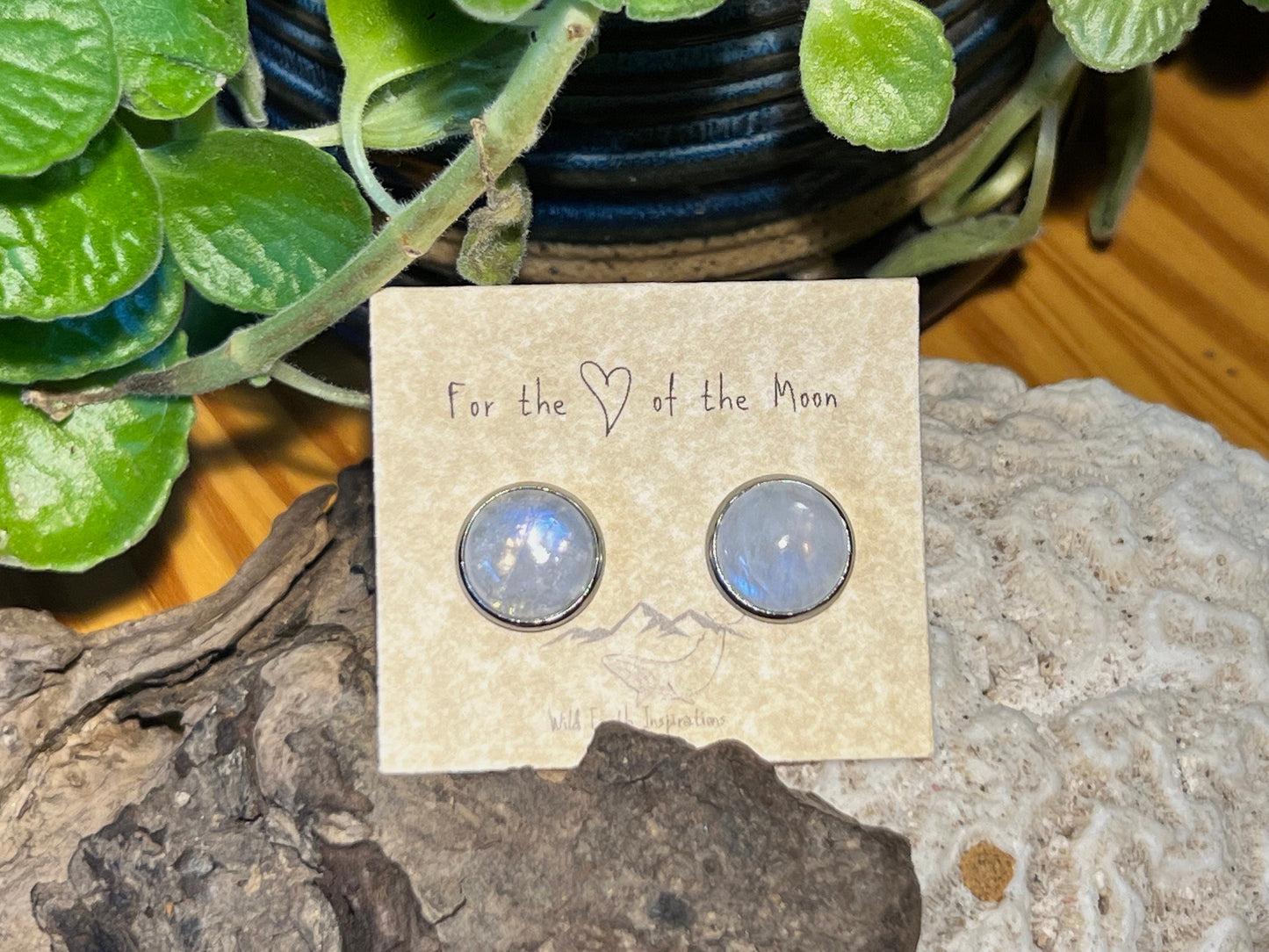 Moonstone Post Earrings