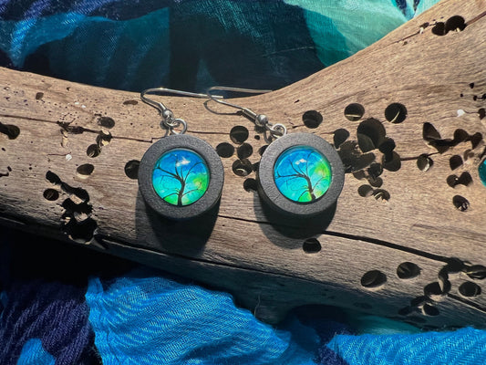 Green and Blue Silhouette Earrings