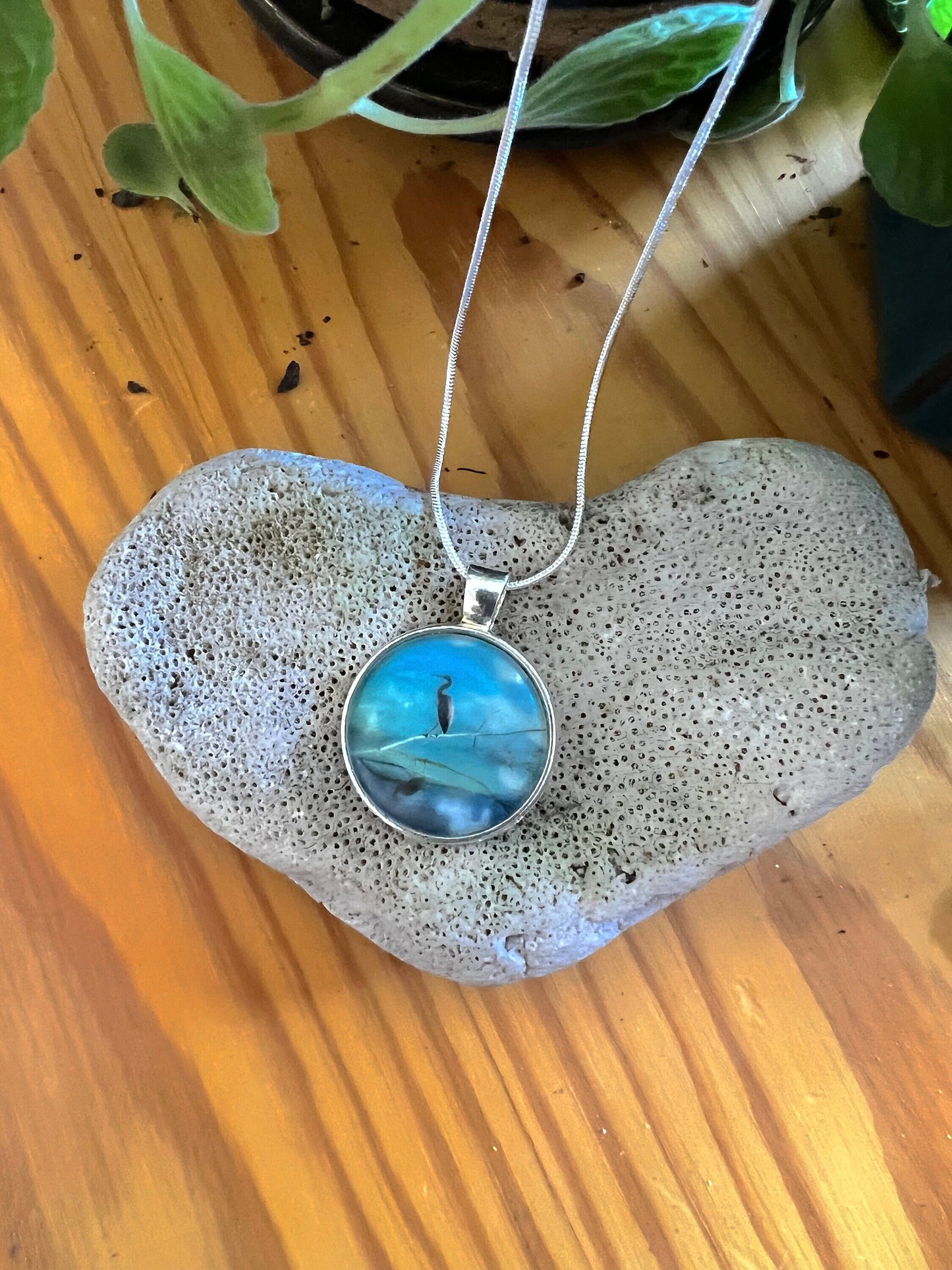 Heron Grace Pendant with silver 24" chain