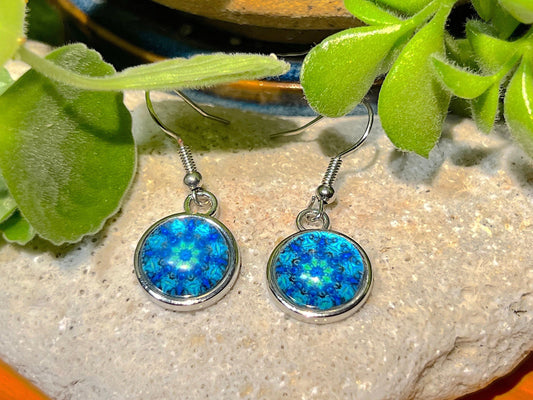 Blue Shiny Day Dangle Earrings