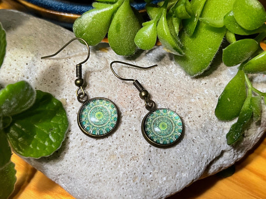 Mossy  Mandala Earrings