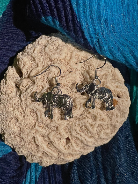 Silver Elephant Earrings