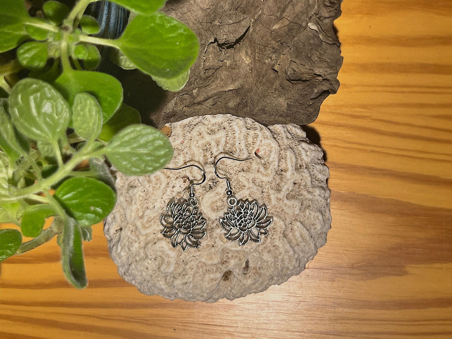 Lotus Flower Silver Earrings