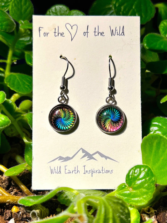 Rainbow Feathers Mandala Earrings