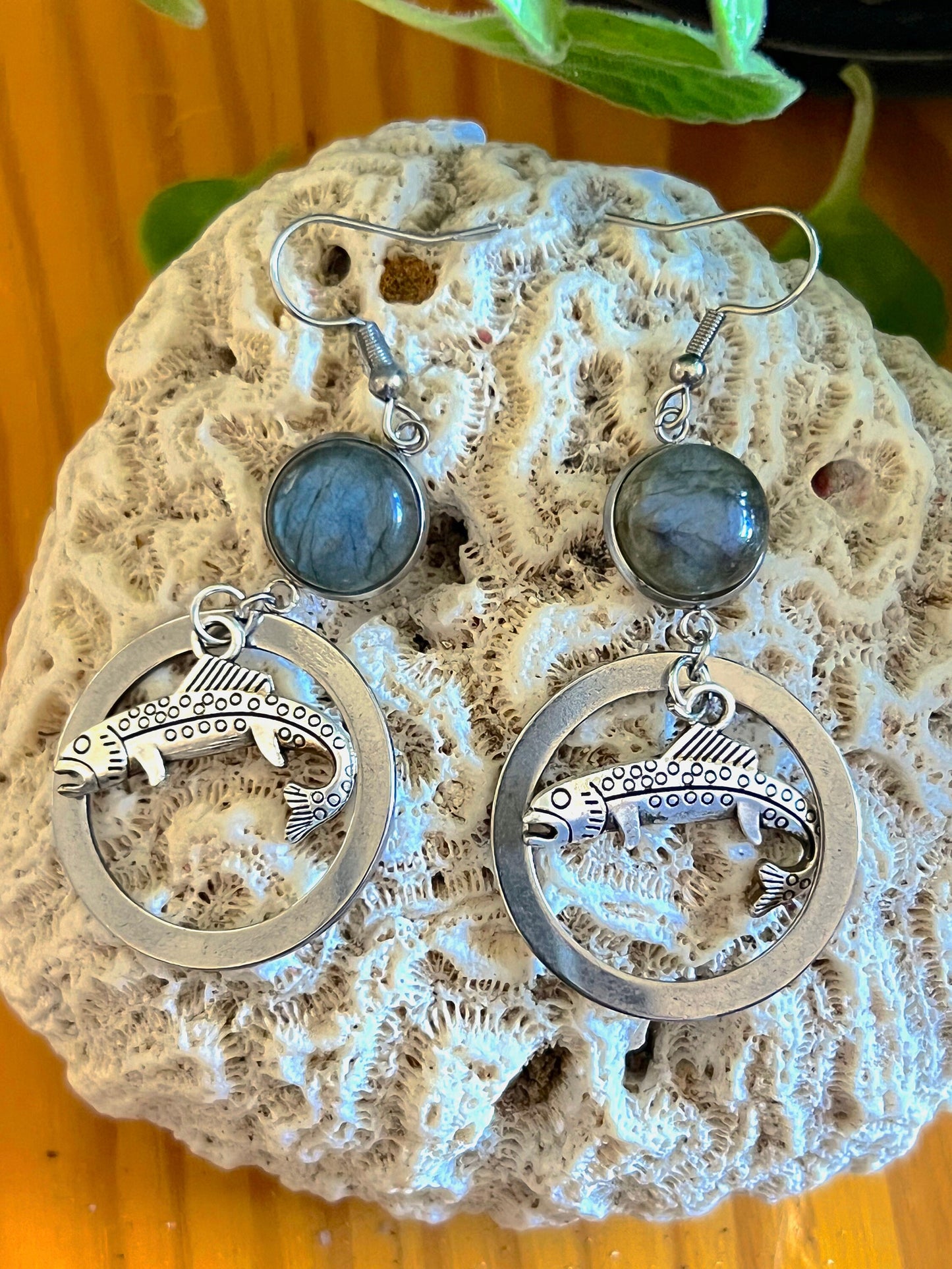 Trout with Labradorite Earrings