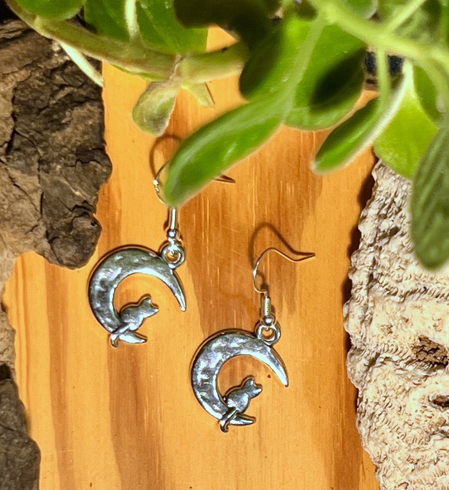 Cats by Moonlight Silver Earrings