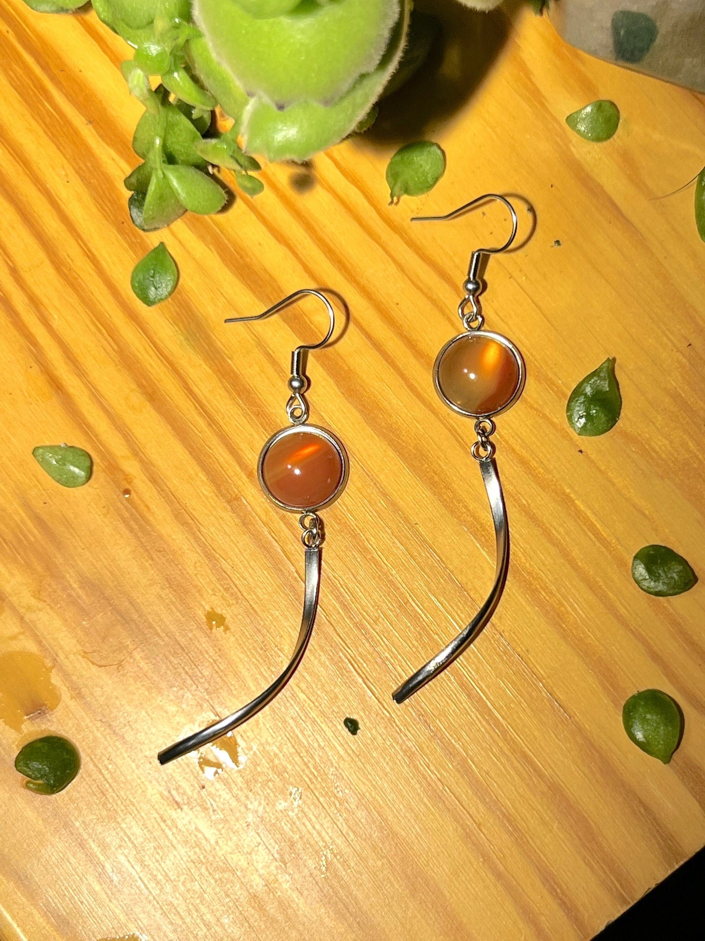 Silver Twist Carnelian Earrings