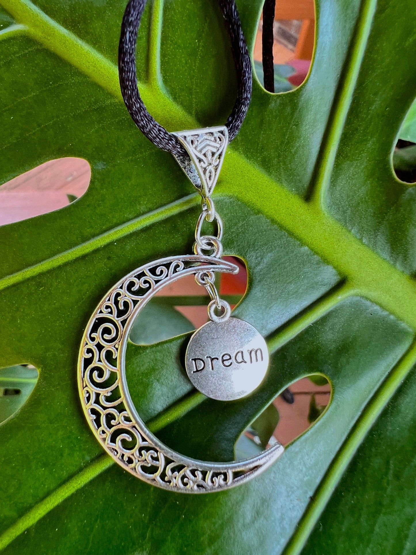 Moon Dreamer Pendant (with black corded necklace)