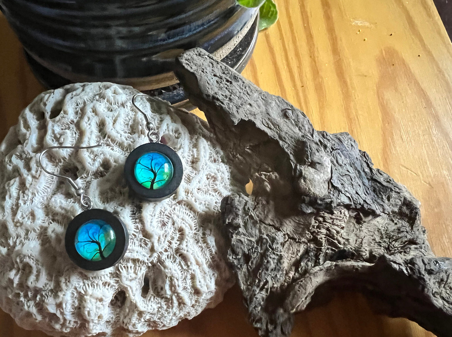 Green and Blue Silhouette Earrings