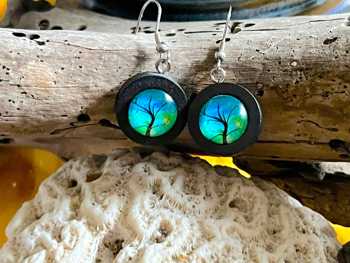 Green and Blue Silhouette Earrings