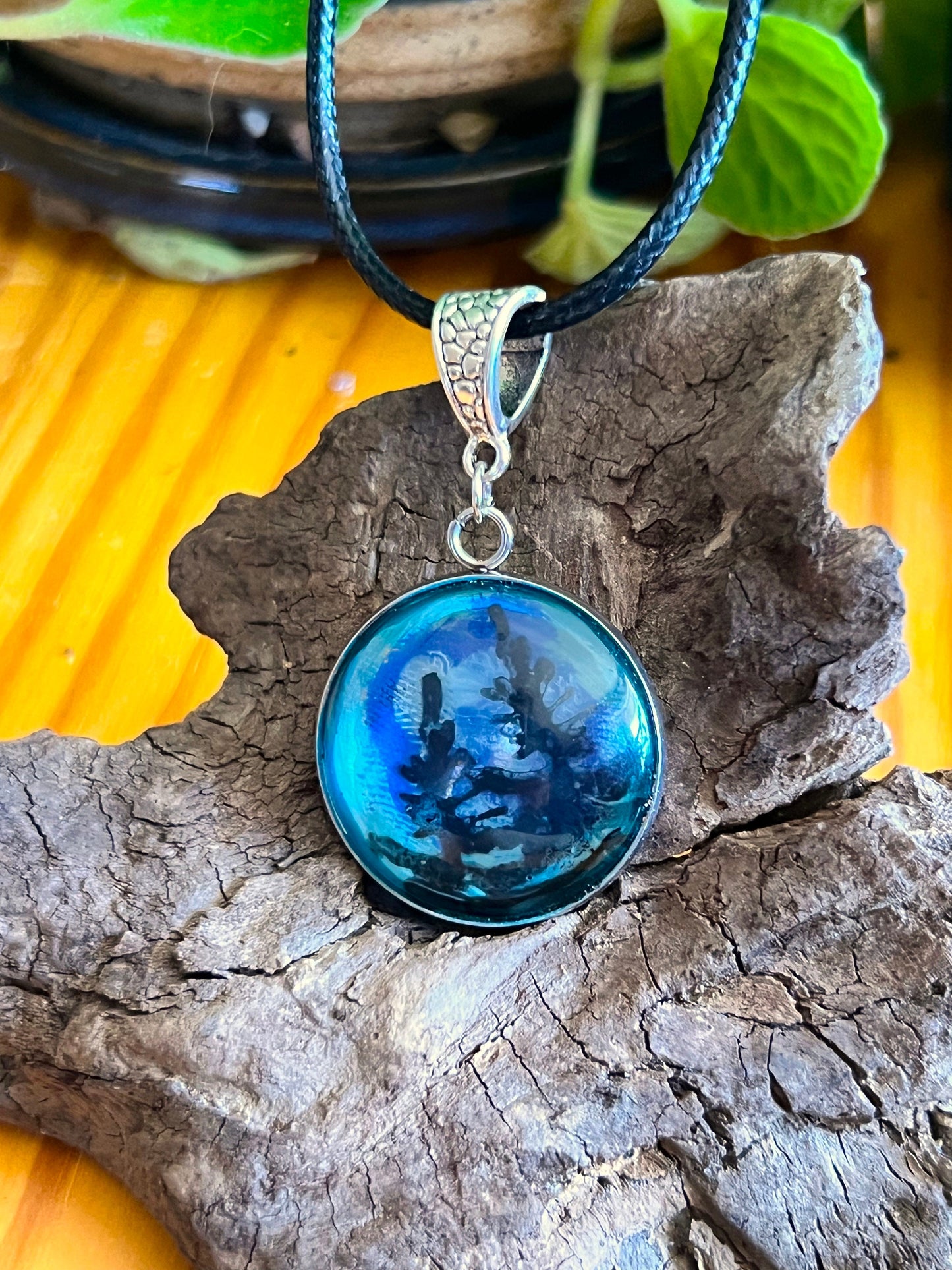 Evening Silhouette Pendant (with black corded necklace)