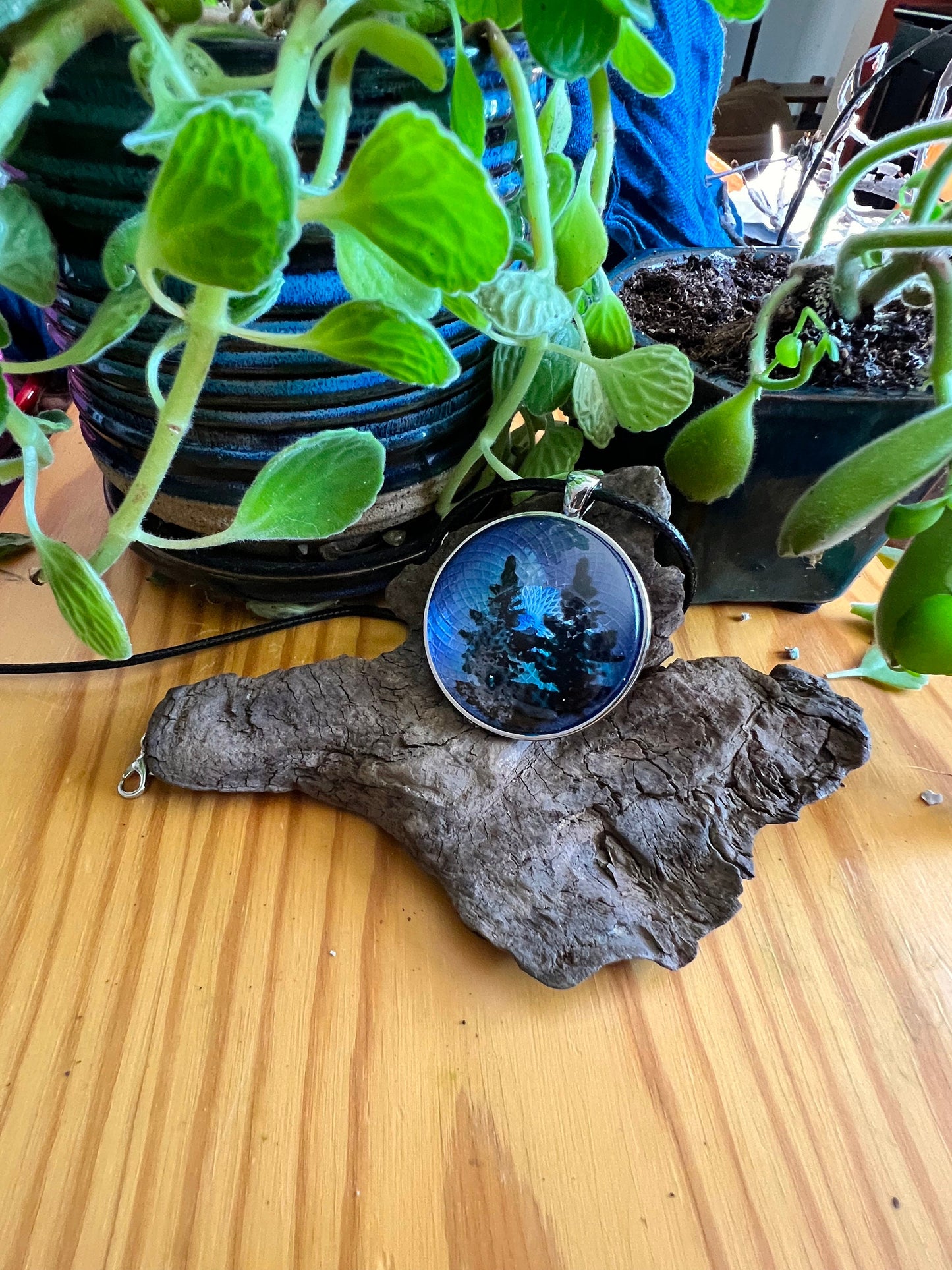 Evening Silhouette Pendant (with black corded necklace)