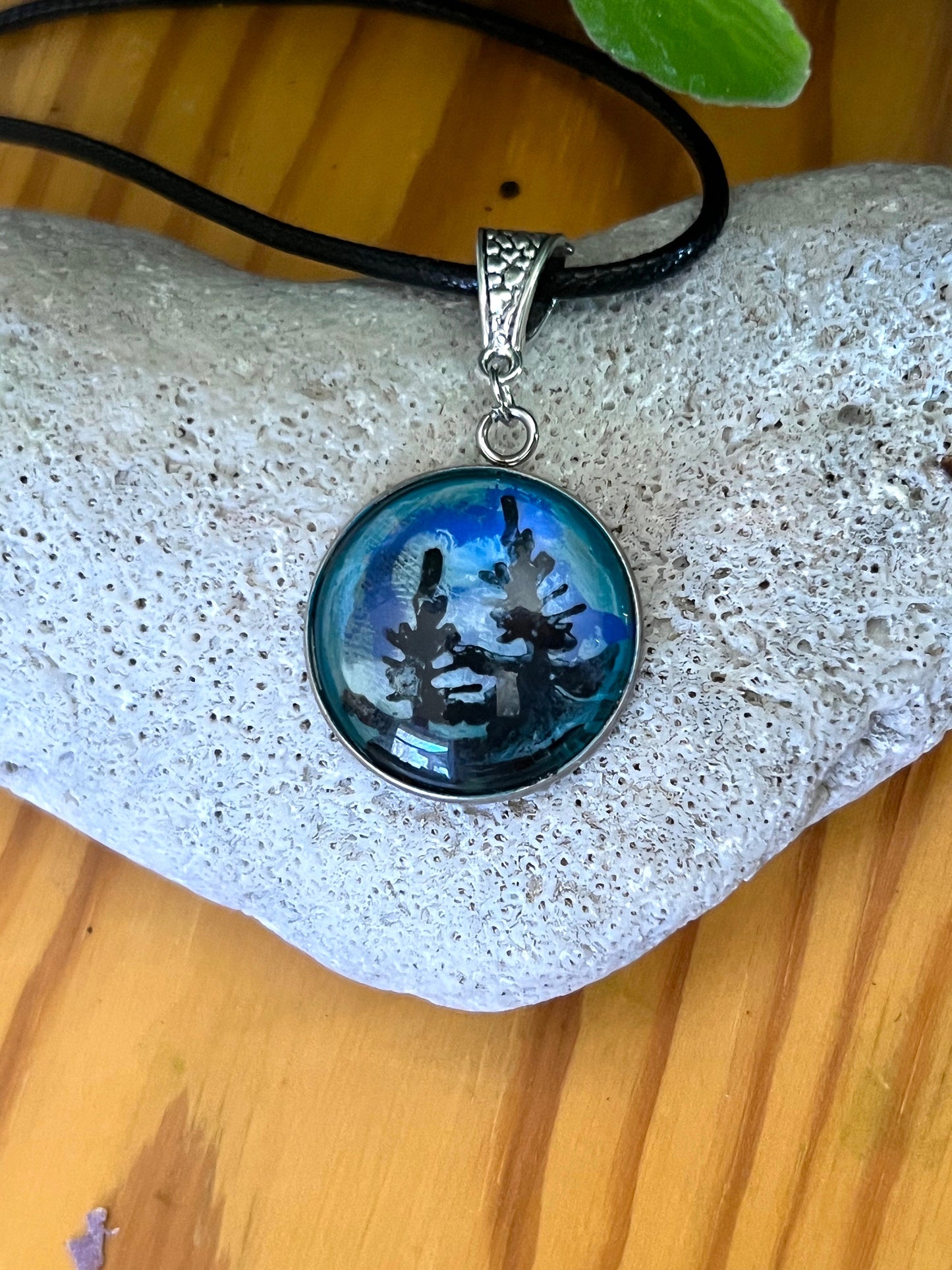 Evening Silhouette Pendant (with black corded necklace)