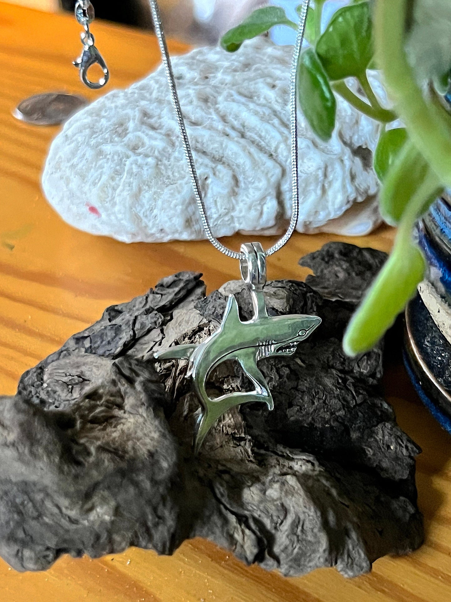 Silver Shark Pendant (with choice of chain)