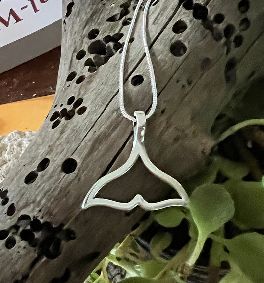 Sterling Silver Whale Tale Pendant (with choice of chain)