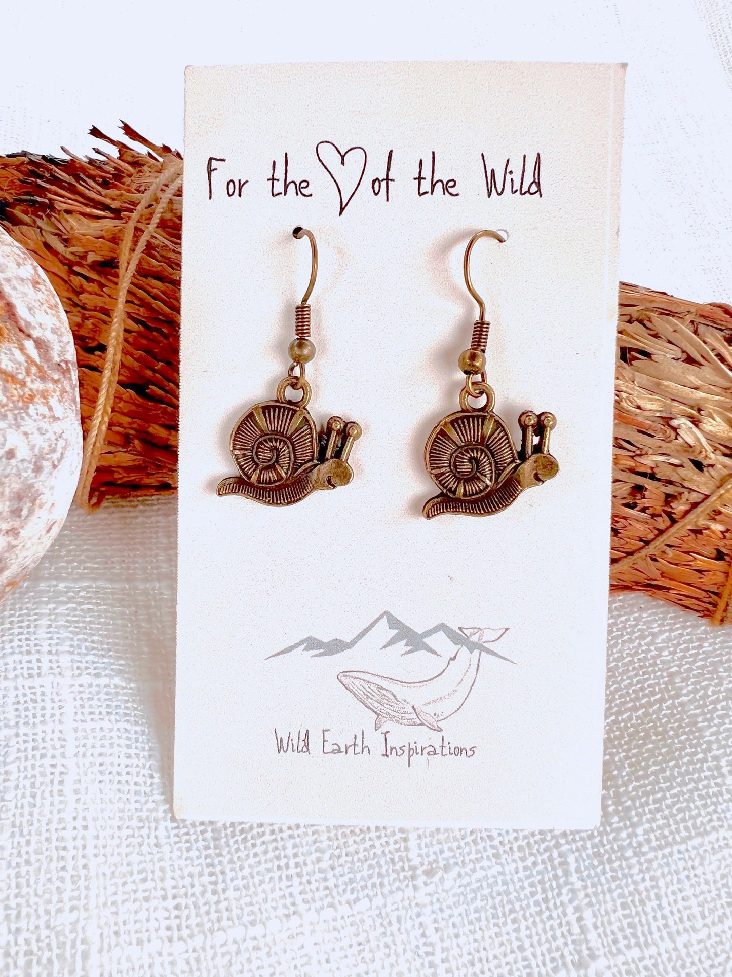 Antique Brass Snail Earrings