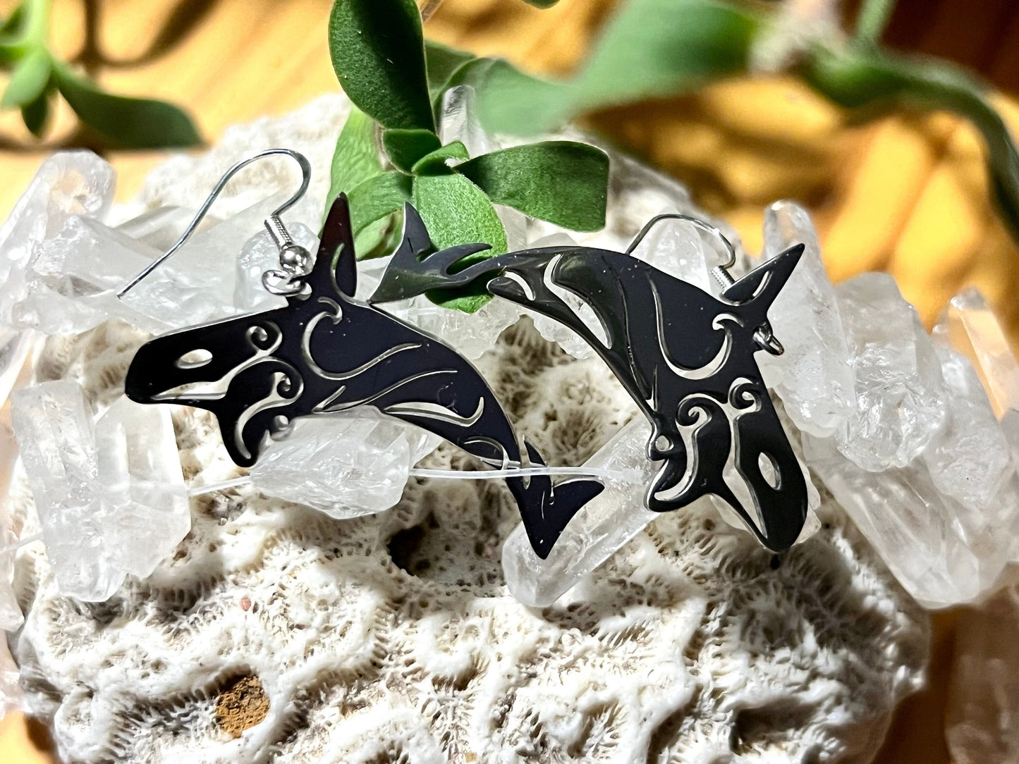 Silver Orca Whale Earrings