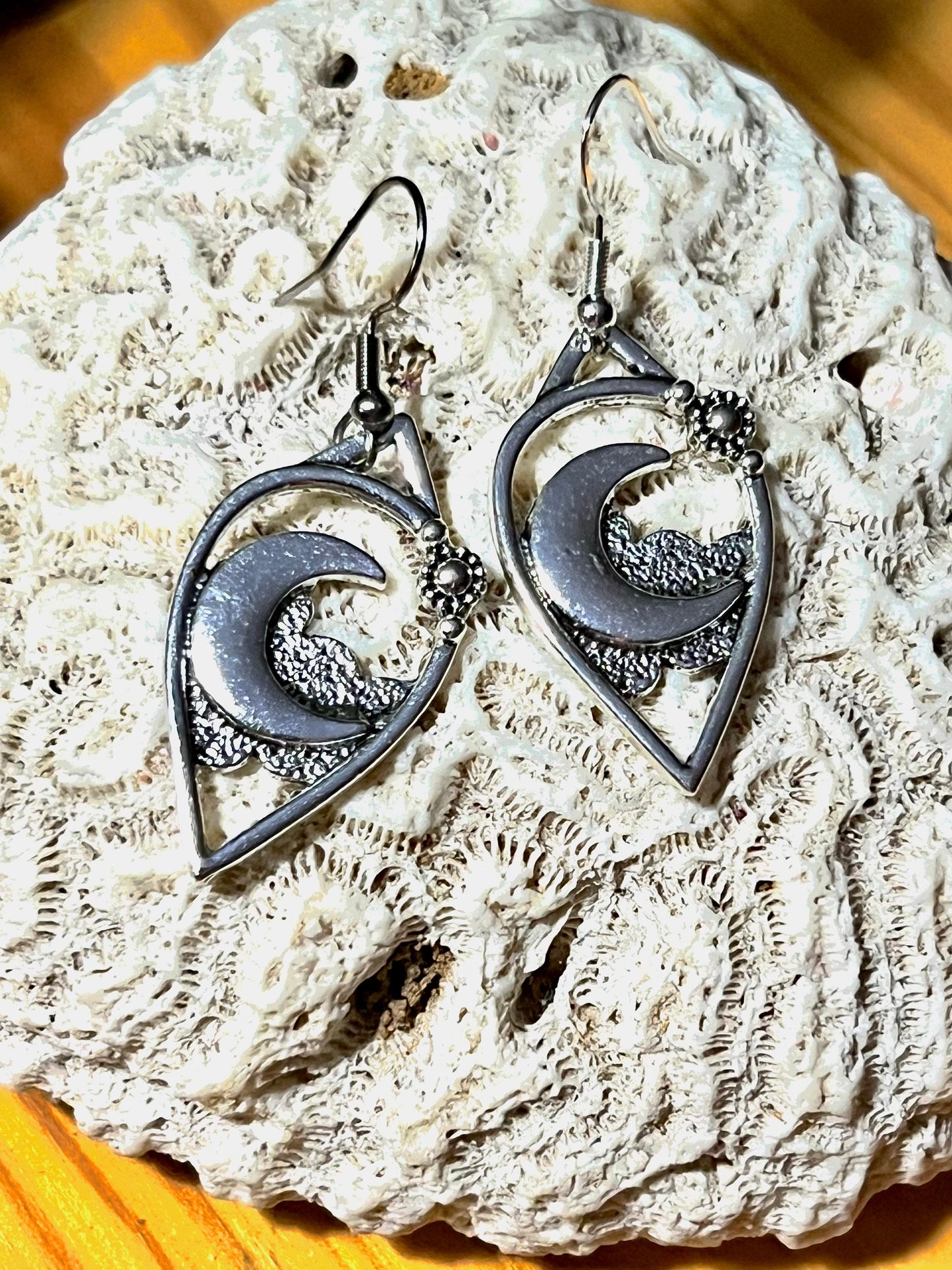 Moon Drop Silver Earrings