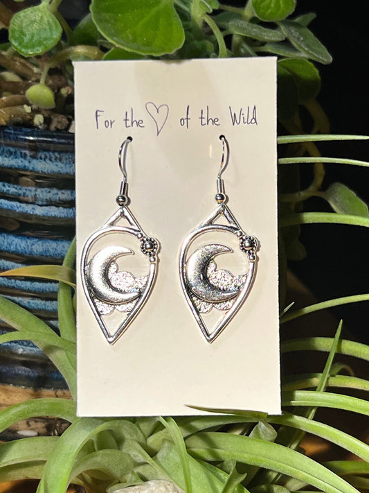 Moon Drop Silver Earrings