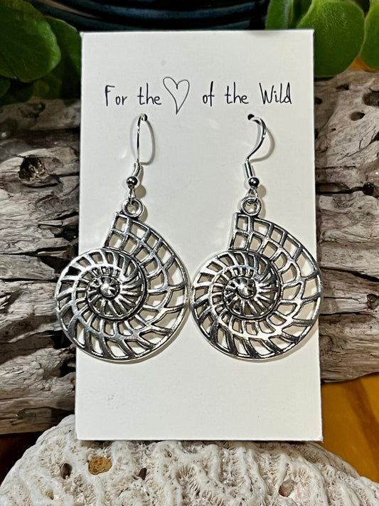 Nautilus  Silver Earrings (Large)