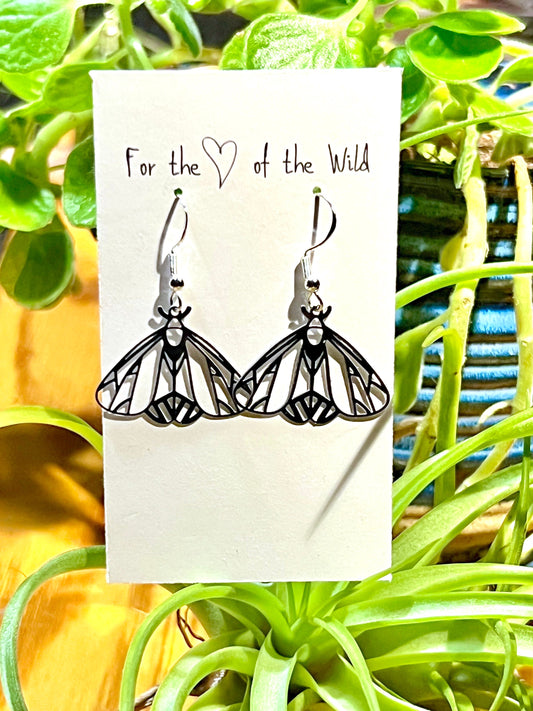 Delicate Moth Silver Earrings