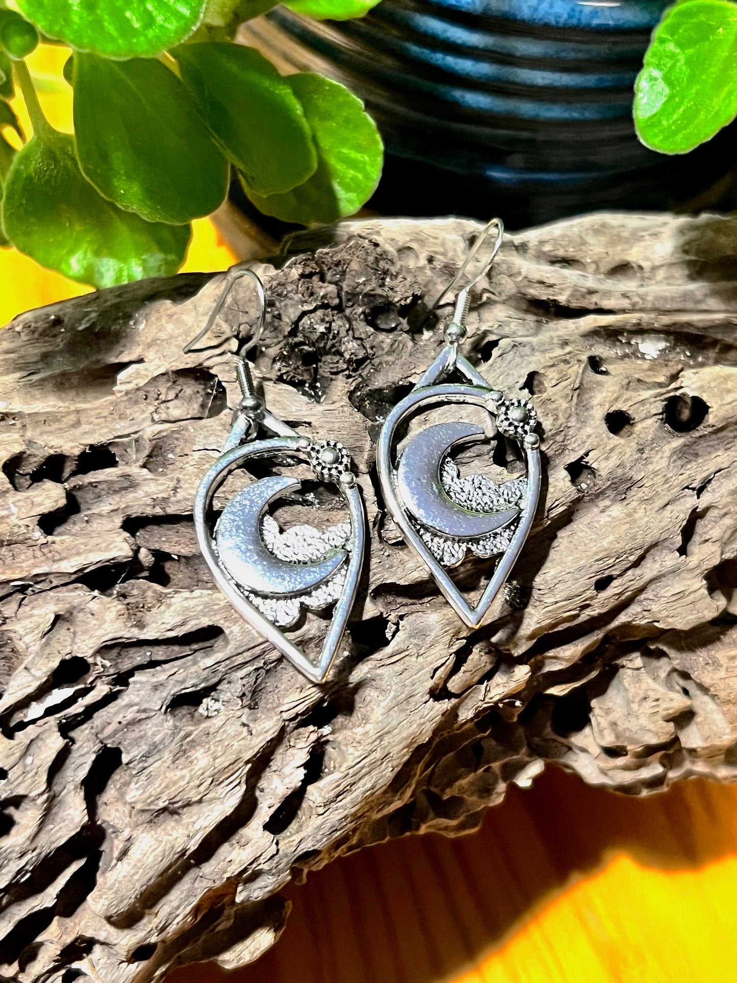 Moon Drop Silver Earrings