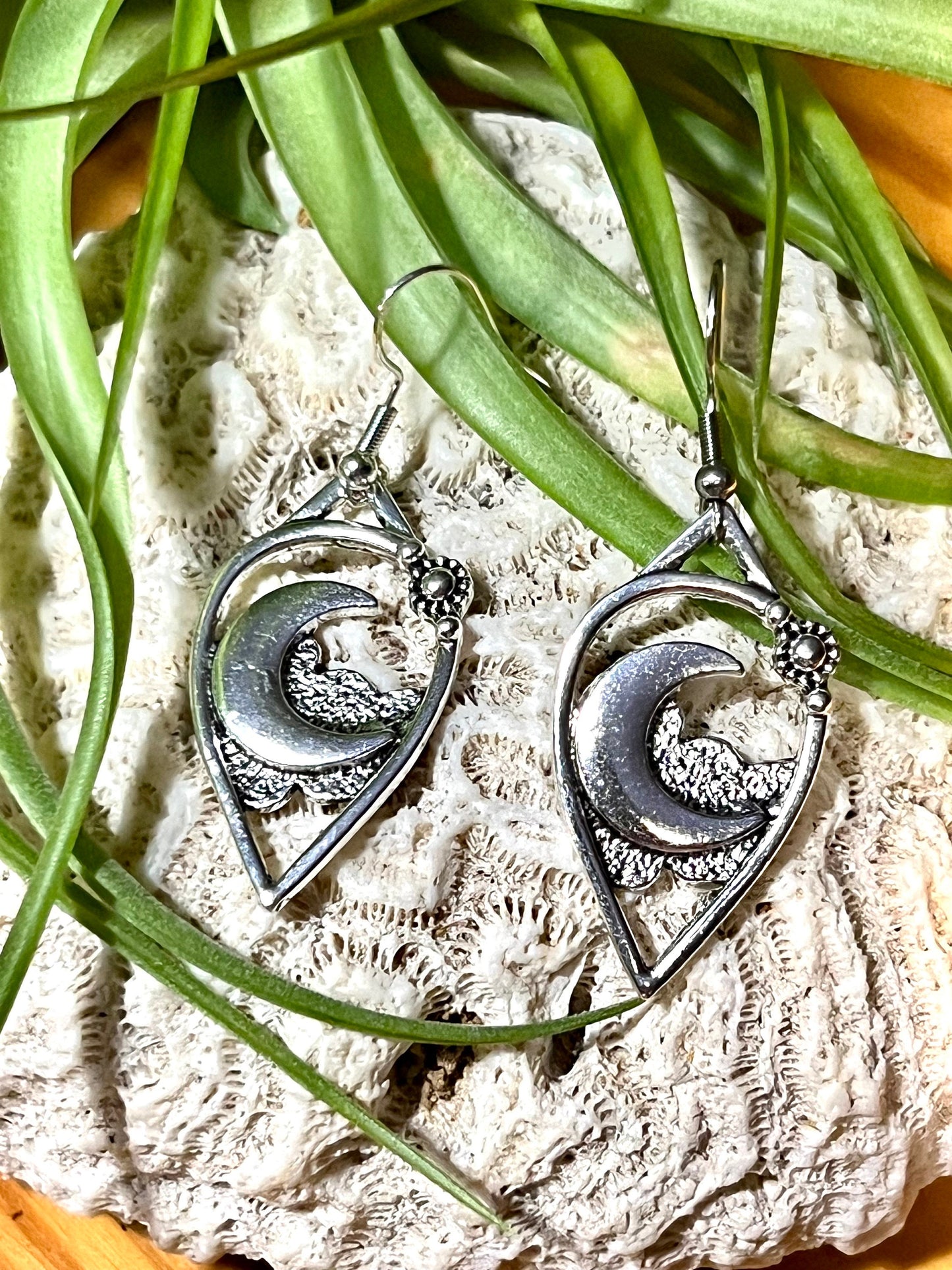 Moon Drop Silver Earrings