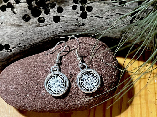 Black and White Mandala Earrings